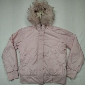 Hollister Pink Faux Fur Hood Jacket Y2K Coquette Soft Girl Winter Aesthetic